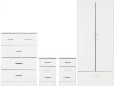 Nevada White Coloured Bedroom Set